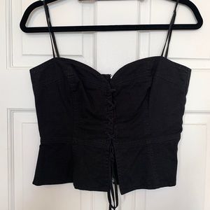 ARITZIA Wilfred corset black top lace up detail